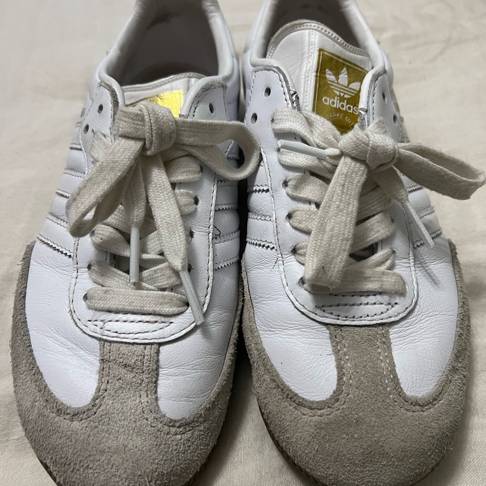 Adidas White and Tan Classic Sneakers